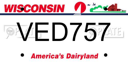 VED757 Wisconsin License Plate