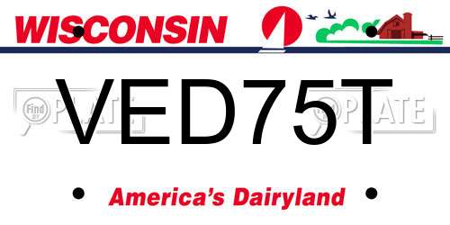 VED75T Wisconsin License Plate