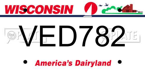 VED782 Wisconsin License Plate