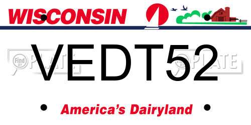 VEDT52 Wisconsin License Plate