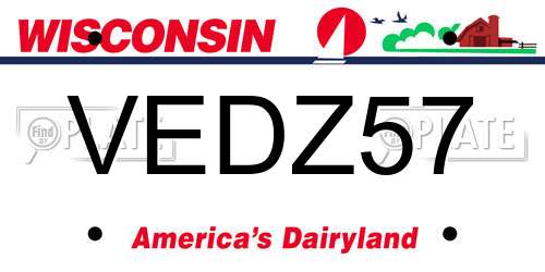 VEDZ57 Wisconsin License Plate