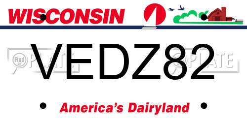 VEDZ82 Wisconsin License Plate
