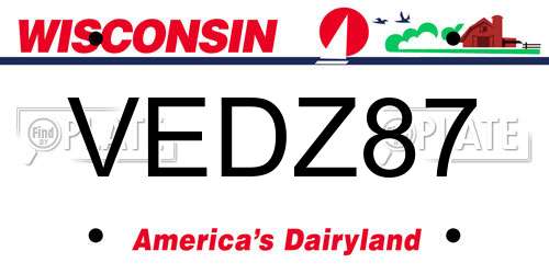 VEDZ87 Wisconsin License Plate