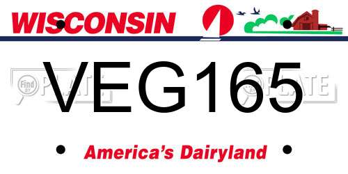 VEG165 Wisconsin License Plate