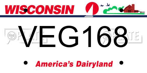 VEG168 Wisconsin License Plate