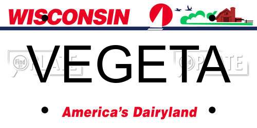 VEGETA Wisconsin License Plate
