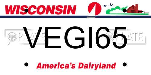 VEGI65 Wisconsin License Plate