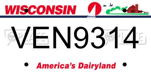 VEN9314 Wisconsin License Plate