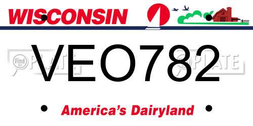 VEO782 Wisconsin License Plate