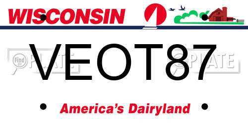 VEOT87 Wisconsin License Plate