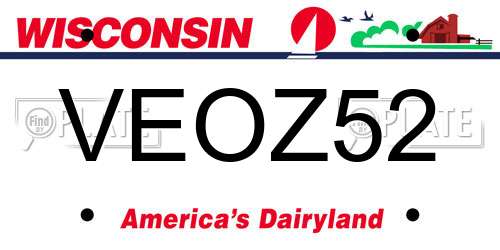 VEOZ52 Wisconsin License Plate