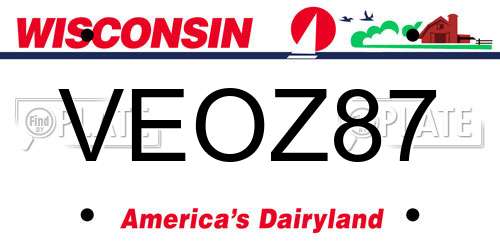 VEOZ87 Wisconsin License Plate