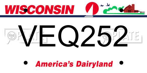 VEQ252 Wisconsin License Plate