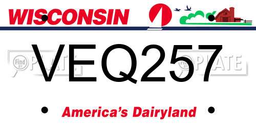 VEQ257 Wisconsin License Plate