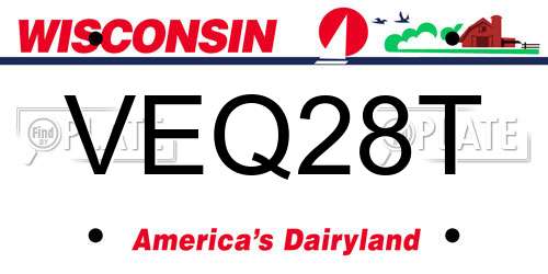 VEQ28T Wisconsin License Plate