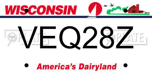 VEQ28Z Wisconsin License Plate