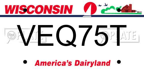 VEQ75T Wisconsin License Plate