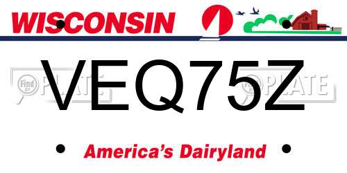 VEQ75Z Wisconsin License Plate