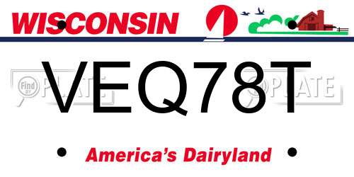 VEQ78T Wisconsin License Plate