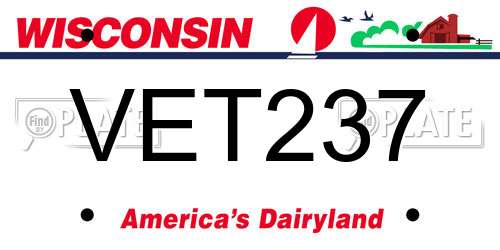 VET237 Wisconsin License Plate