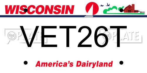VET26T Wisconsin License Plate