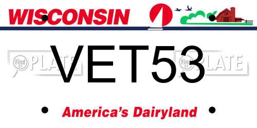 VET53 Wisconsin License Plate