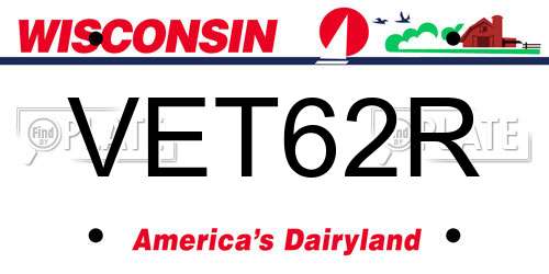 VET62R Wisconsin License Plate