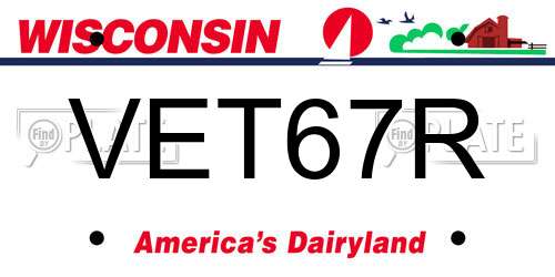 VET67R Wisconsin License Plate