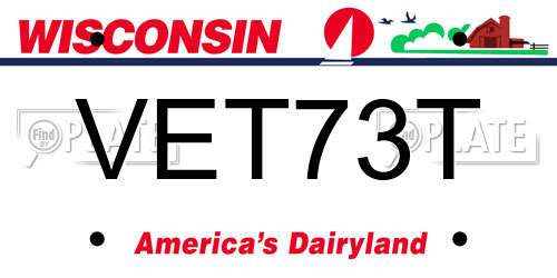 VET73T Wisconsin License Plate