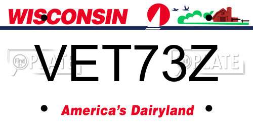 VET73Z Wisconsin License Plate