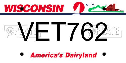 VET762 Wisconsin License Plate