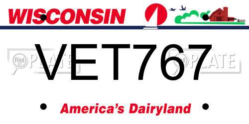 VET767 Wisconsin License Plate