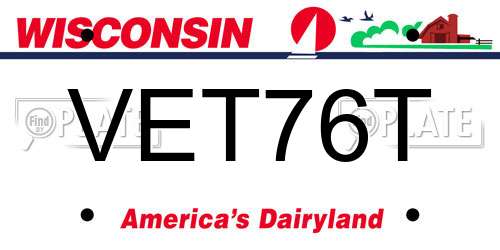 VET76T Wisconsin License Plate
