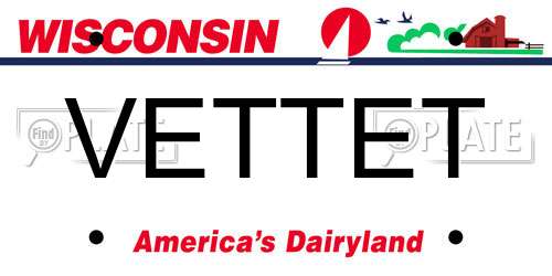 VETTET Wisconsin License Plate