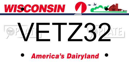 VETZ32 Wisconsin License Plate
