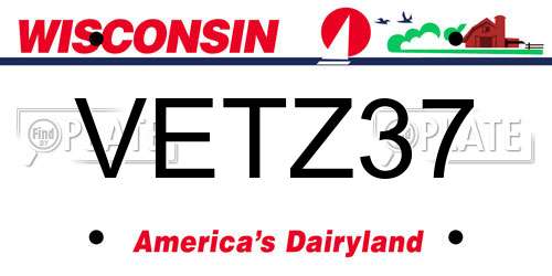 VETZ37 Wisconsin License Plate