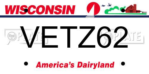 VETZ62 Wisconsin License Plate