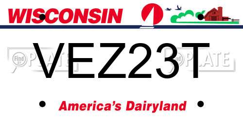 VEZ23T Wisconsin License Plate