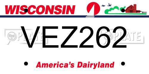 VEZ262 Wisconsin License Plate