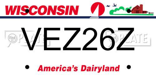 VEZ26Z Wisconsin License Plate