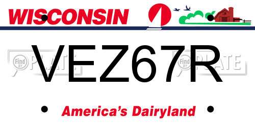 VEZ67R Wisconsin License Plate