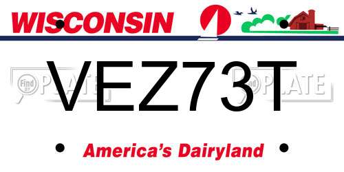 VEZ73T Wisconsin License Plate