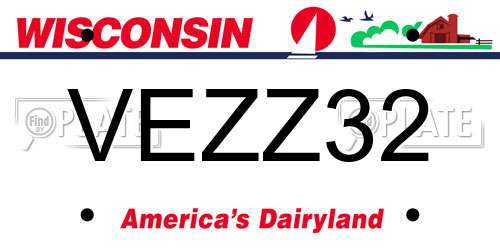 VEZZ32 Wisconsin License Plate