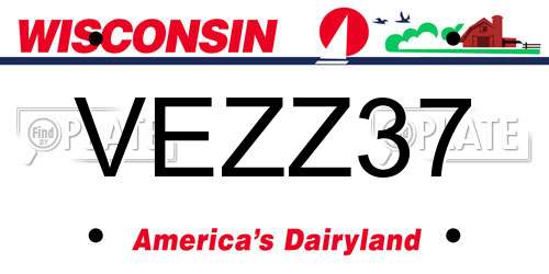 VEZZ37 Wisconsin License Plate