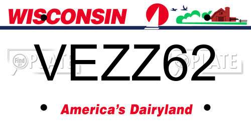 VEZZ62 Wisconsin License Plate