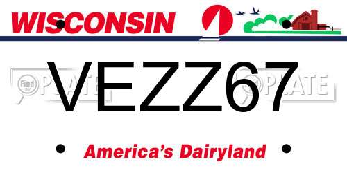 VEZZ67 Wisconsin License Plate
