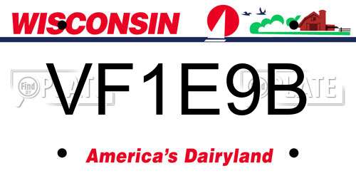 VF1E9B Wisconsin License Plate
