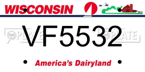 VF5532 Wisconsin License Plate