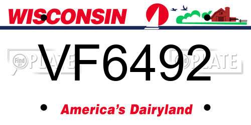 VF6492 Wisconsin License Plate