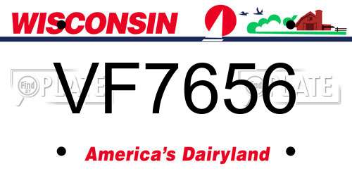 VF7656 Wisconsin License Plate